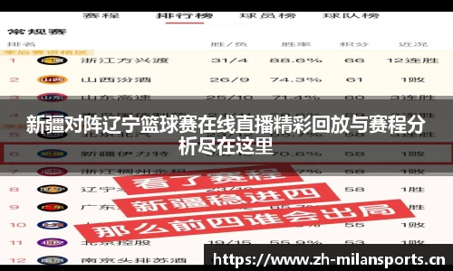 新疆对阵辽宁篮球赛在线直播精彩回放与赛程分析尽在这里